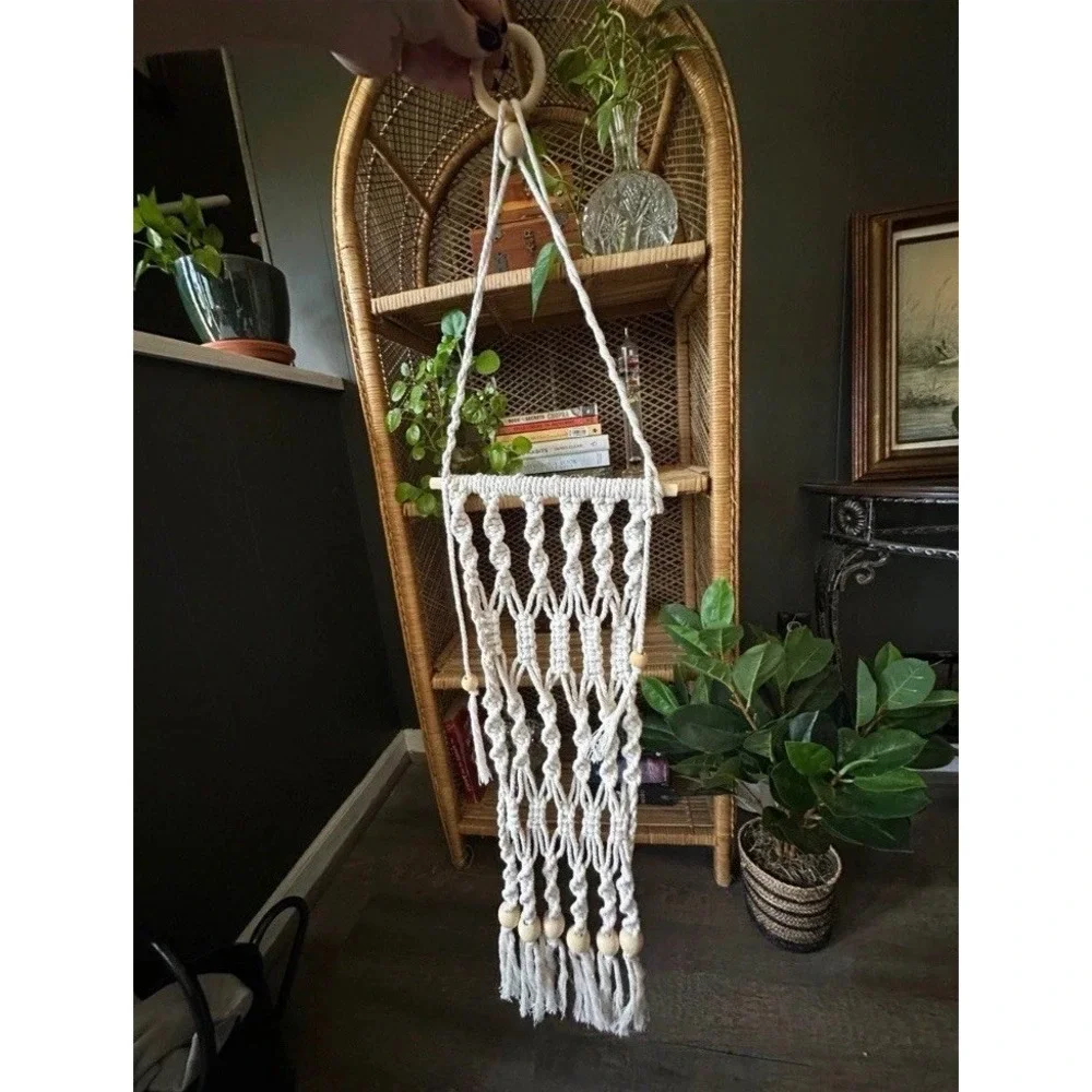 Small Macrame Woven Wall Hanging Cream Boho Cottagexore Witchy